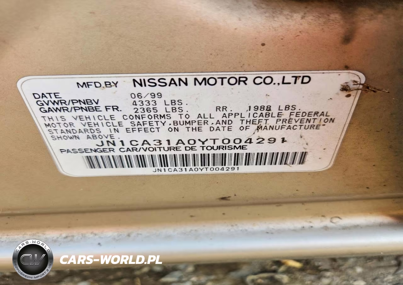 2000 Nissan Maxima Gxe VIN:JN1CA31A0YT004291 - 12