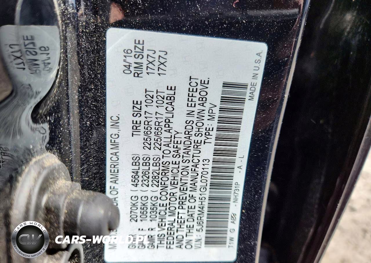 2016 Honda Cr-V Ex VIN:5J6RM4H51GL070113 - 13