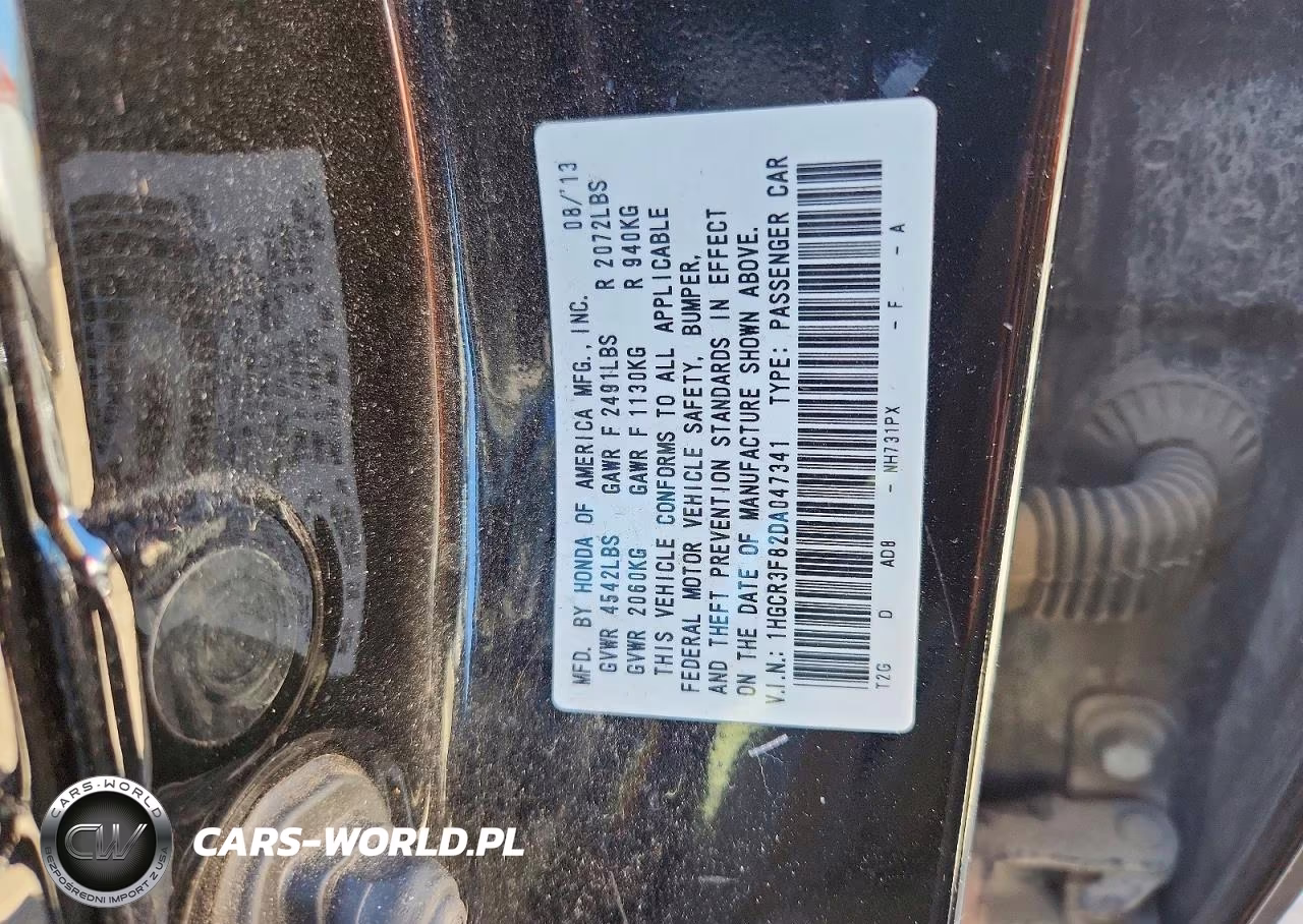 2013 Honda Accord Exl VIN:1HGCR3F82DA047341 - 12