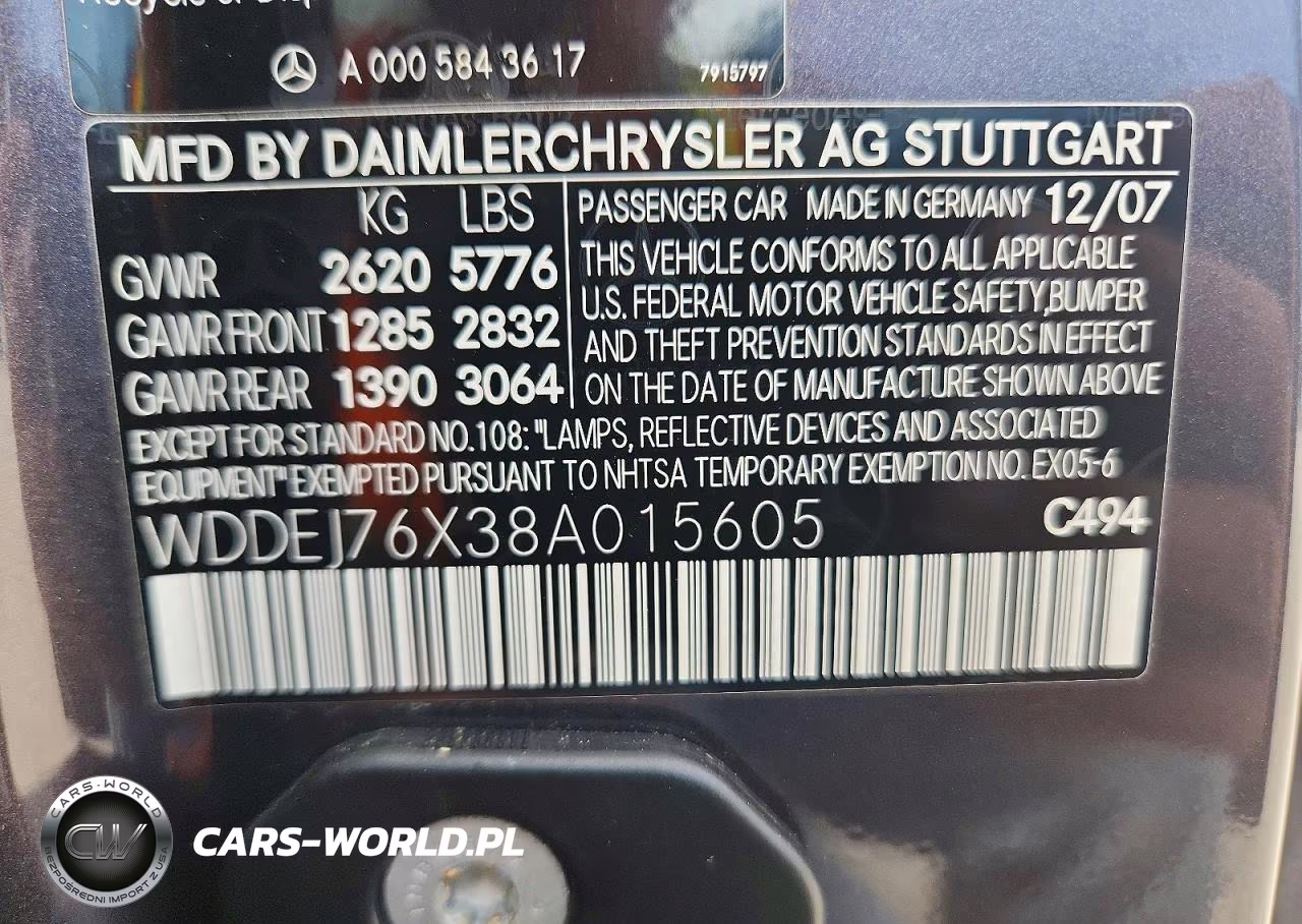 2008 Mercedes-Benz Cl 600 VIN:WDDEJ76X38A015605 - 12