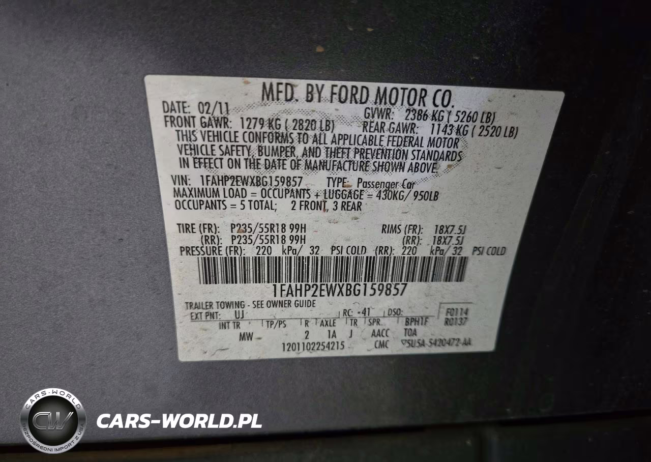 2011 Ford Taurus Sel VIN:1FAHP2EWXBG159857 - 12