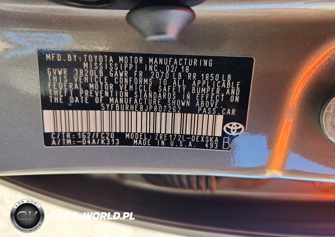 2018 Toyota Corolla Se VIN:5YFBURHE8JP807262 - 12