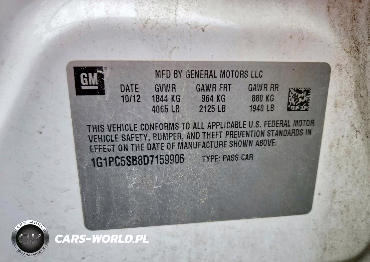 2013 Chevrolet Cruze Lt VIN:1G1PC5SB8D7159906 - 12