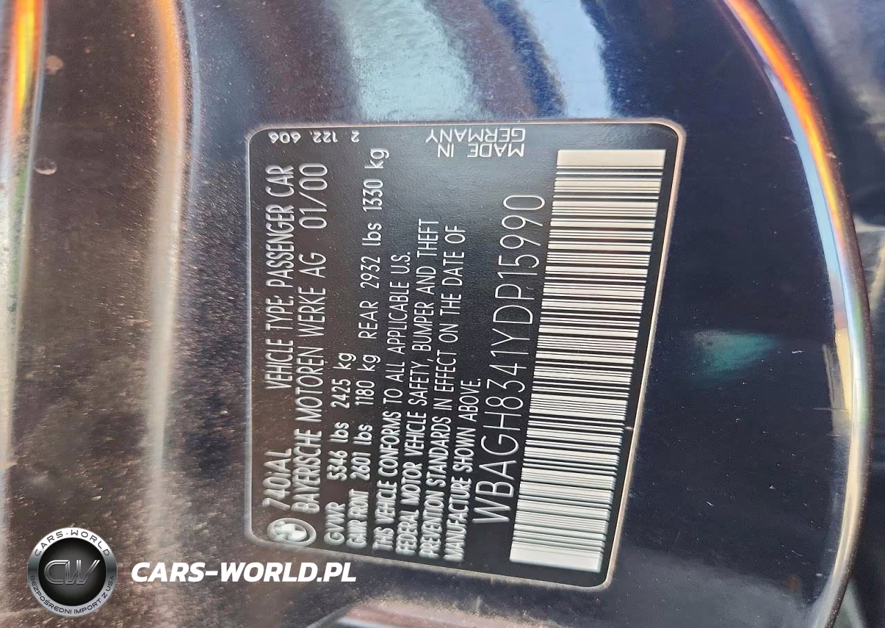 2000 BMW 740 Il VIN:WBAGH8341YDP15990 - 12