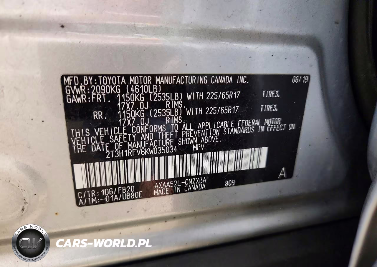 2019 Toyota Rav4 Le VIN:2T3H1RFV6KW035034 - 13