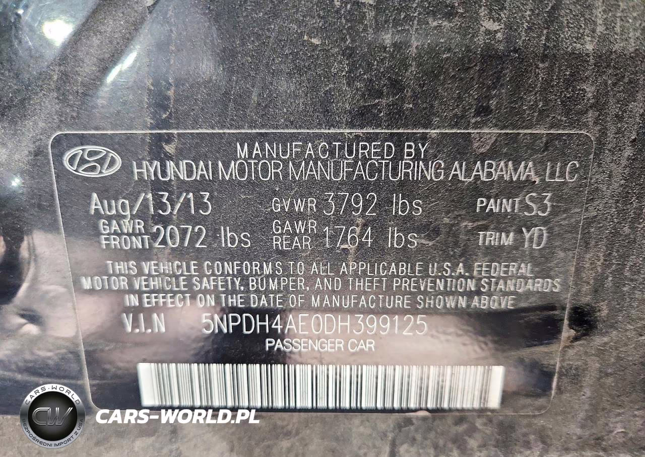 2013 Hyundai Elantra Gls VIN:5NPDH4AE0DH399125 - 12