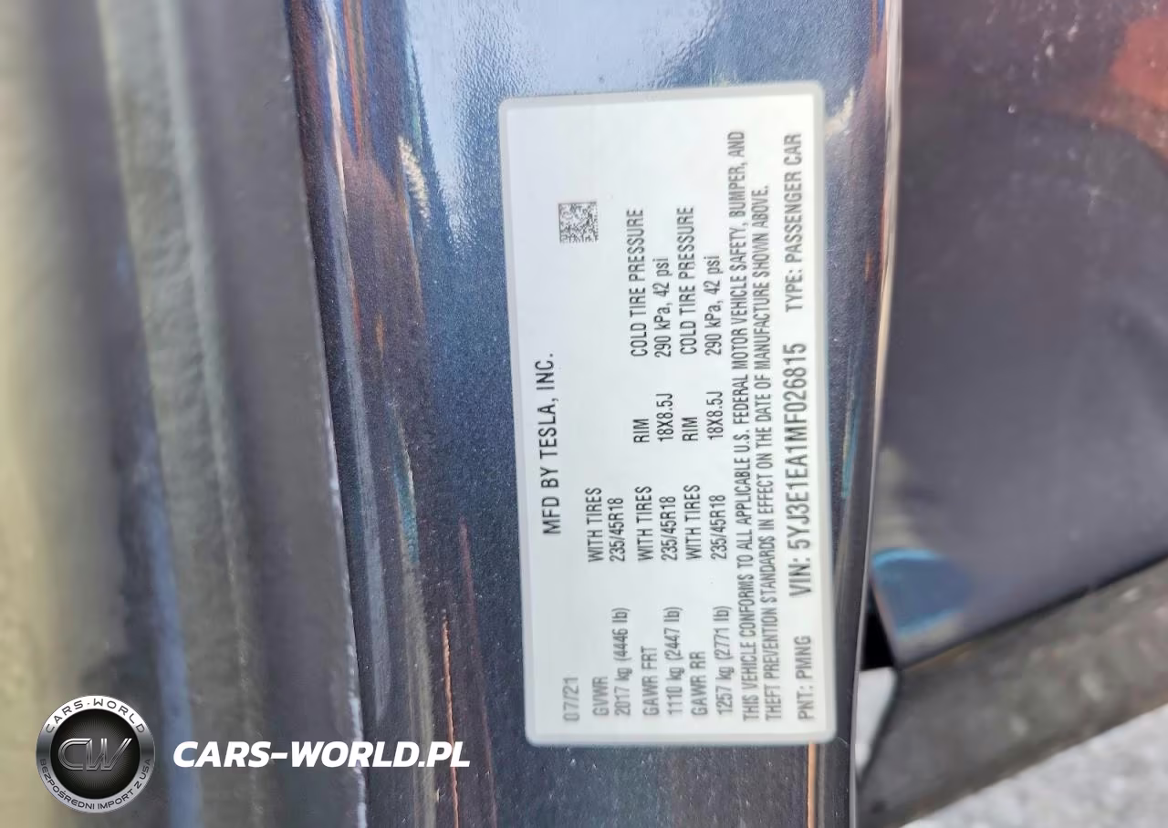 2021 Tesla Model 3 VIN:5YJ3E1EA1MF026815 - 12