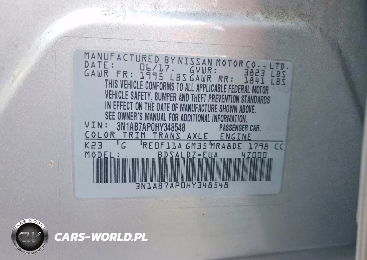 2017 Nissan Sentra Sv VIN:3N1AB7AP0HY348548 - 12