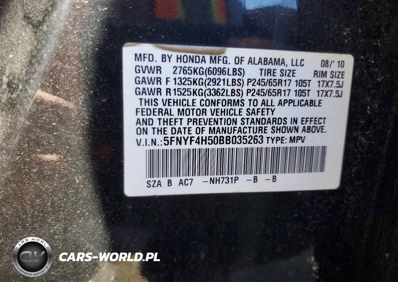 2011 Honda Pilot Exl VIN:5FNYF4H50BB035263 - 13