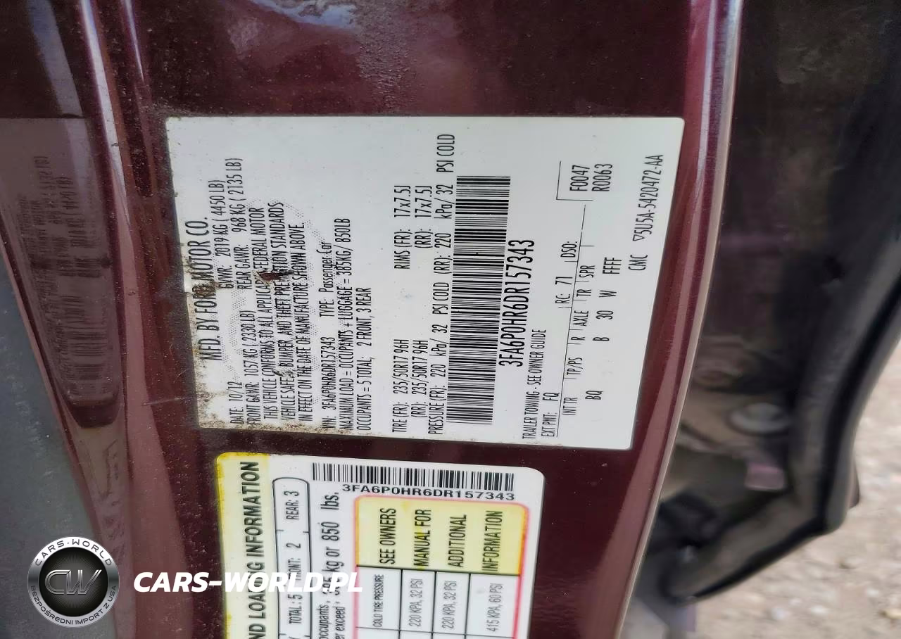 2013 Ford Fusion Se VIN:3FA6P0HR6DR157343 - 12