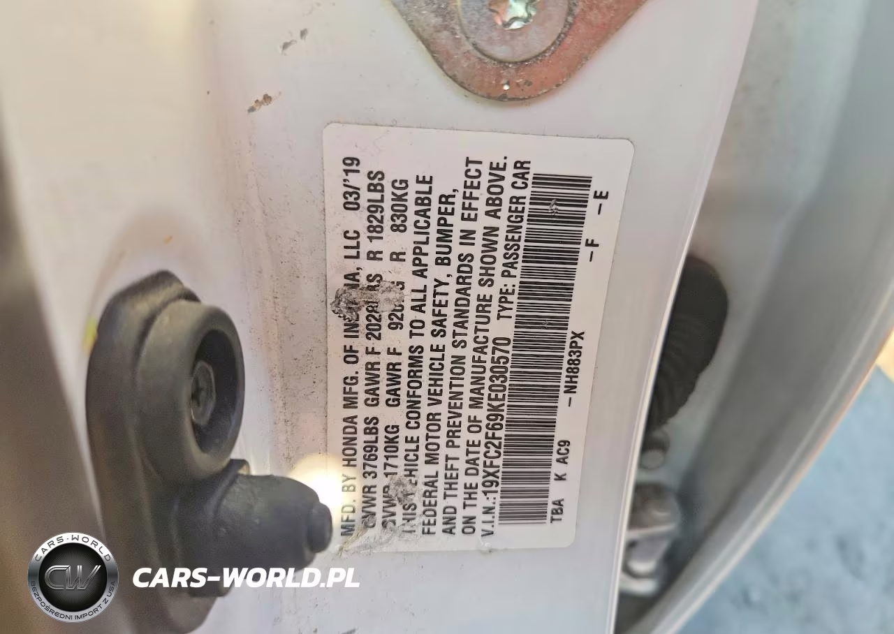 2019 Honda Civic Lx VIN:19XFC2F69KE030570 - 12