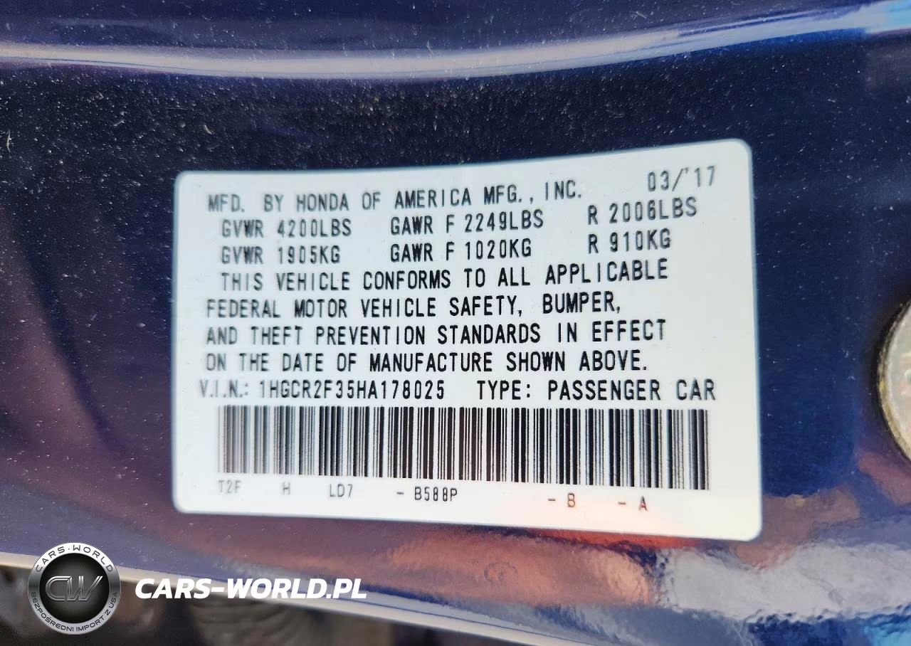 2017 Honda Accord Lx VIN:1HGCR2F35HA178025 - 12