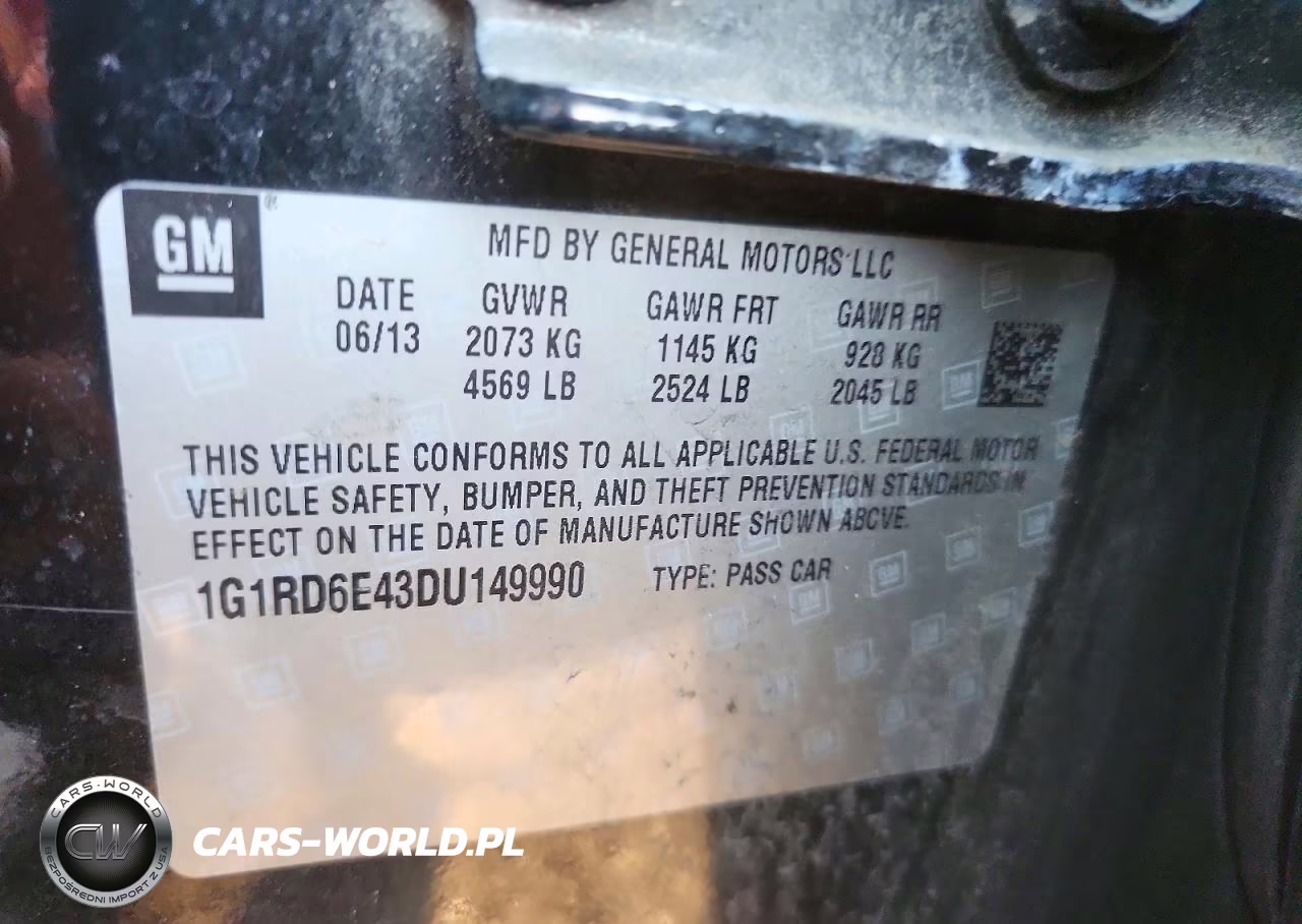 2013 Chevrolet Volt VIN:1G1RD6E43DU149990 - 12