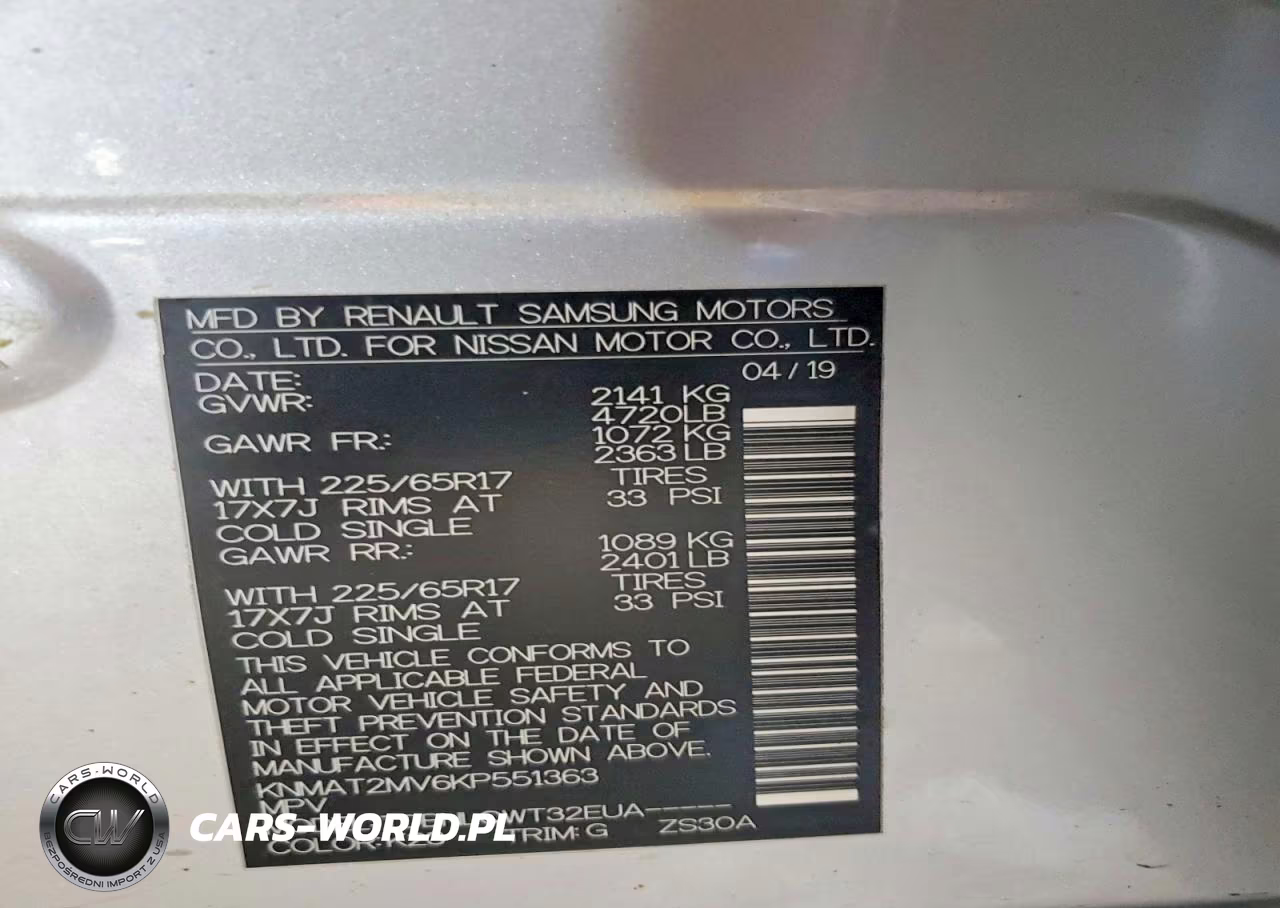 2019 Nissan Rogue Sv VIN:KNMAT2MV6KP551363 - 13