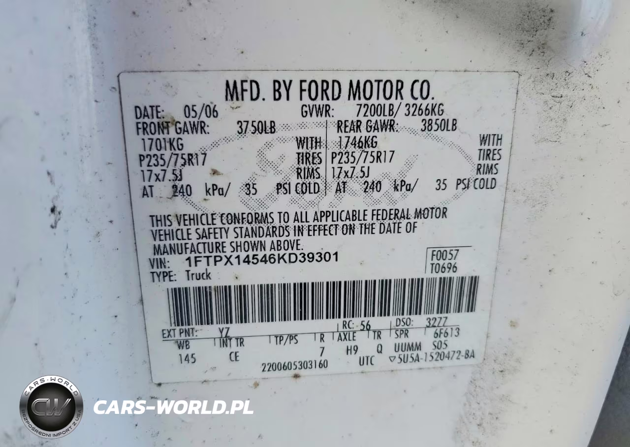 2006 Ford F150 VIN:1FTPX14546KD39301 - 12