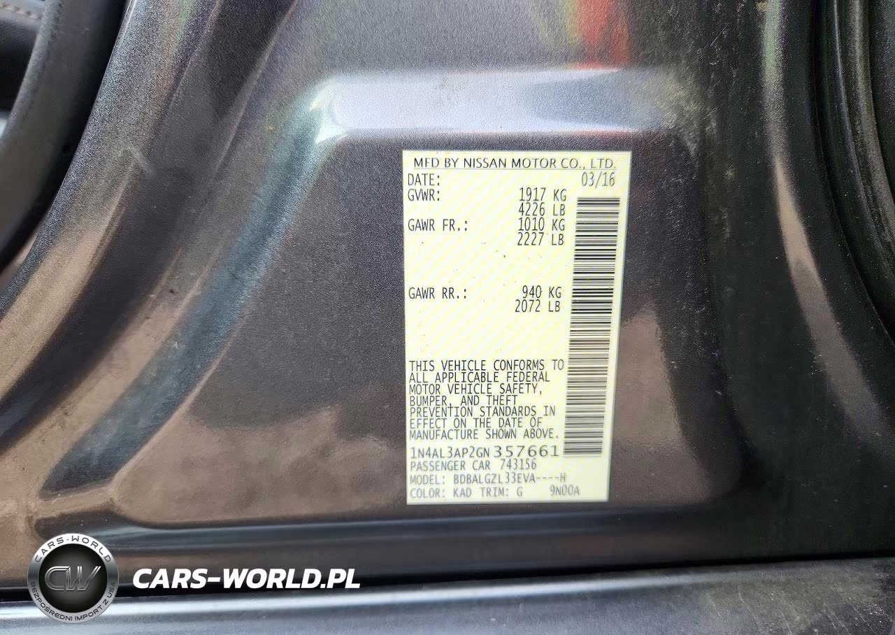 2016 Nissan Altima 2.5 S VIN:1N4AL3AP2GN357661 - 12