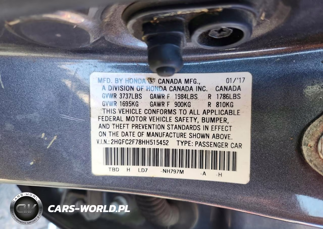 2017 Honda Civic Ex VIN:2HGFC2F78HH515452 - 12
