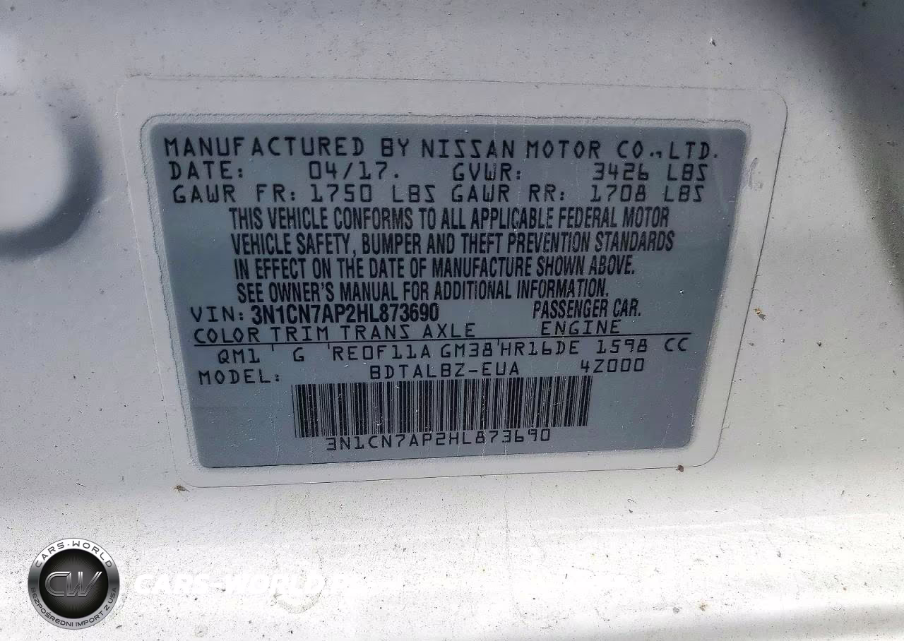 2017 Nissan Versa 1.6 Sv VIN:3N1CN7AP2HL873690 - 12