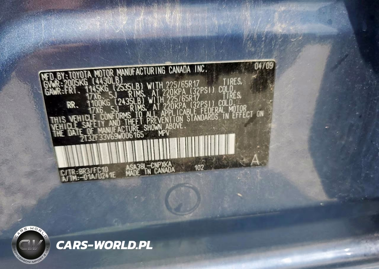 2009 Toyota Rav4 VIN:2T3ZF33V69W006165 - 13
