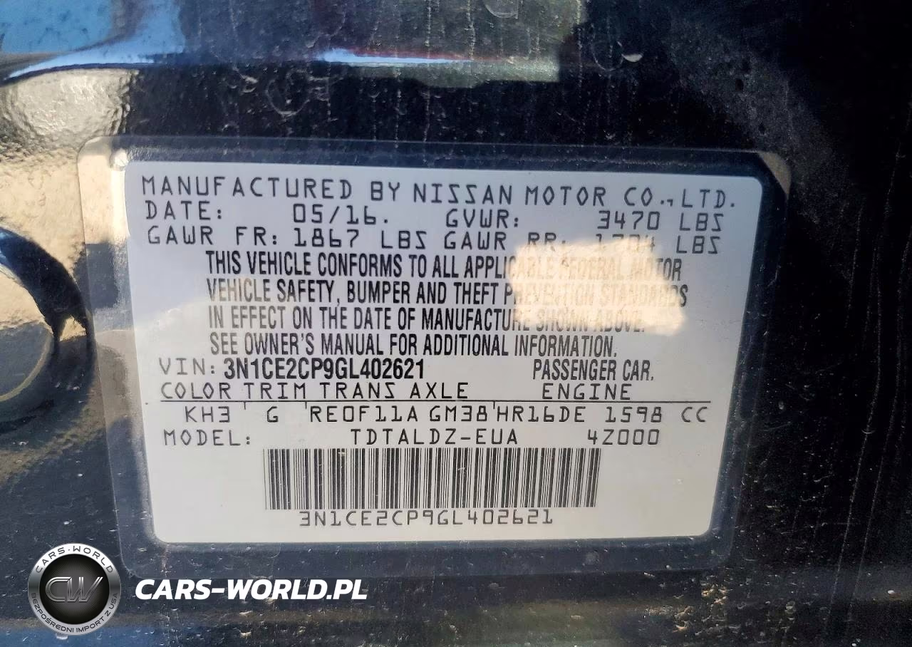2016 Nissan Versa Note Sv VIN:3N1CE2CP9GL402621 - 12