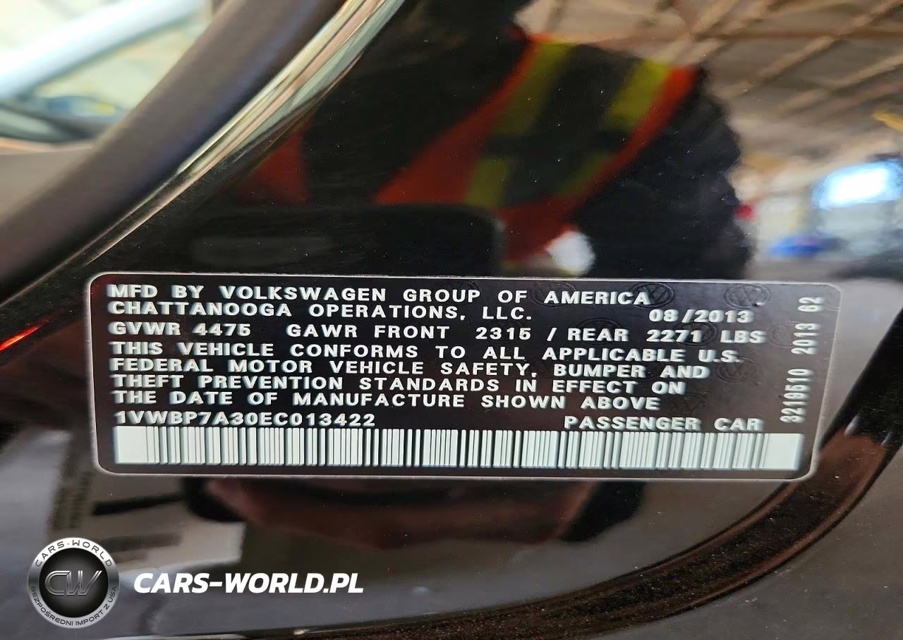 2014 Volkswagen Passat Se VIN:1VWBP7A30EC013422 - 12