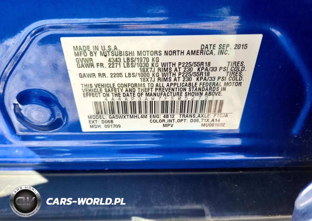 2015 Mitsubishi Outlander Sport Es VIN:4A4AP3AW7FE052721 - 13