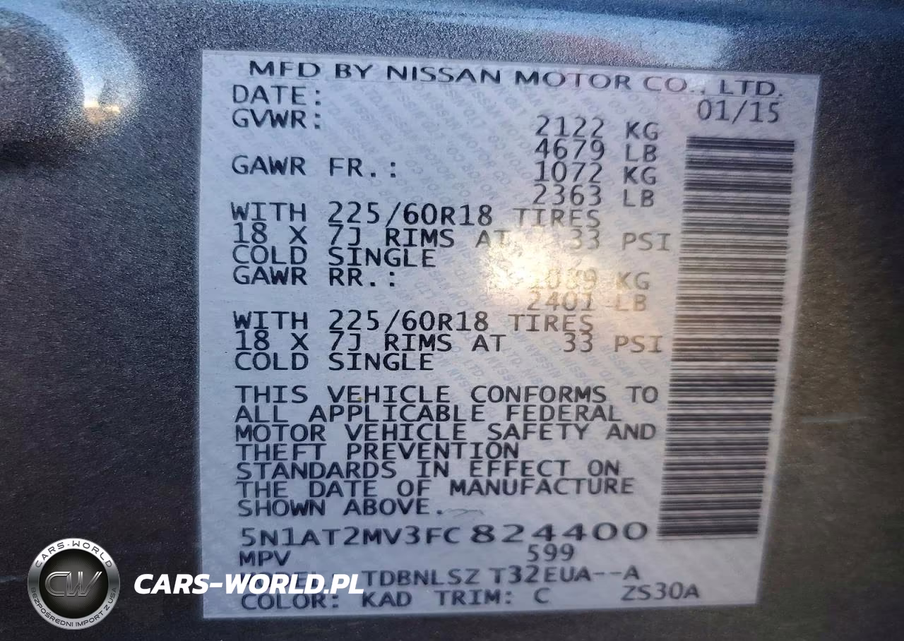 2015 Nissan Rogue Sl VIN:5N1AT2MV3FC824400 - 14