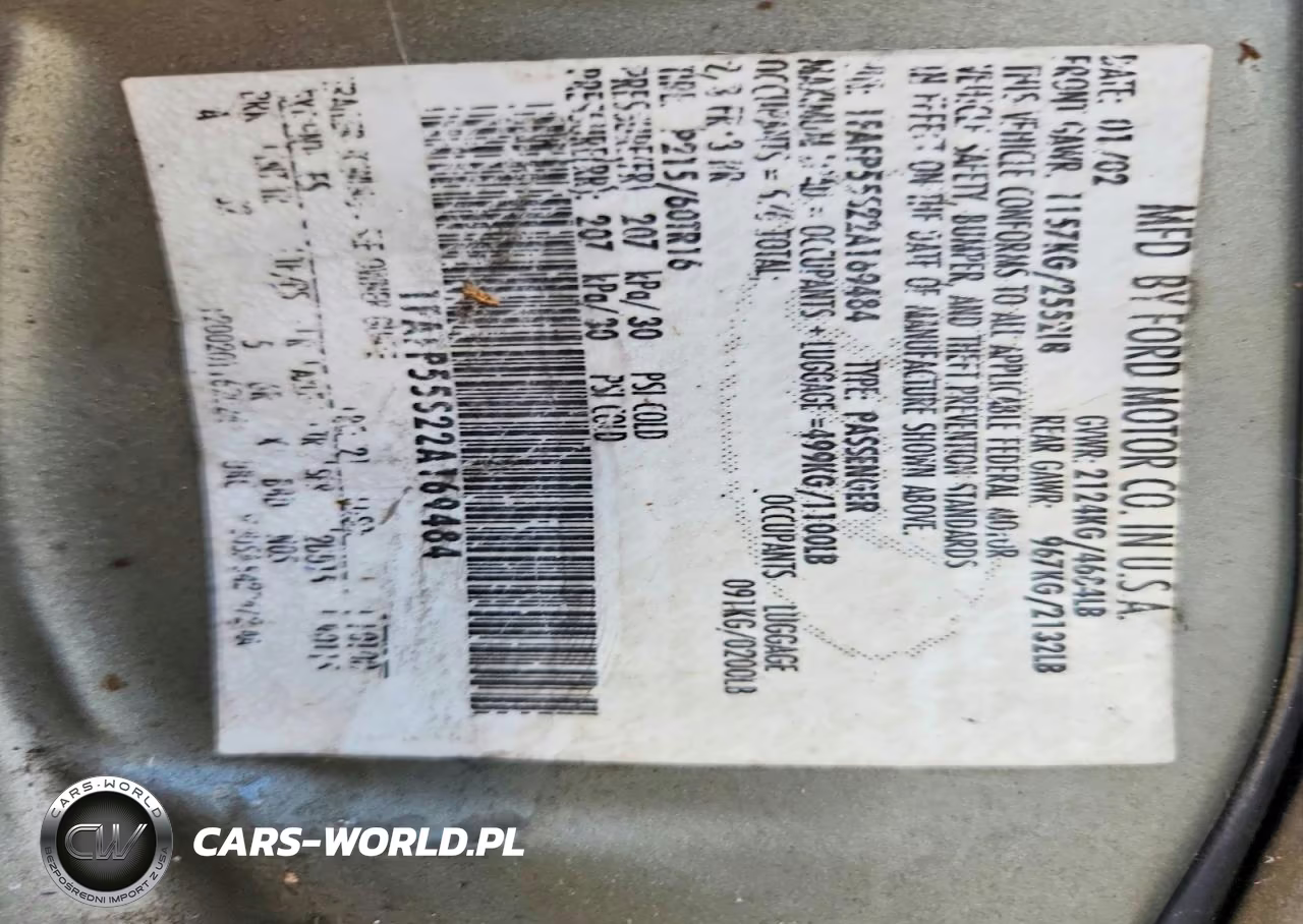 2002 Ford Taurus Ses VIN:1FAFP55S22A169484 - 12