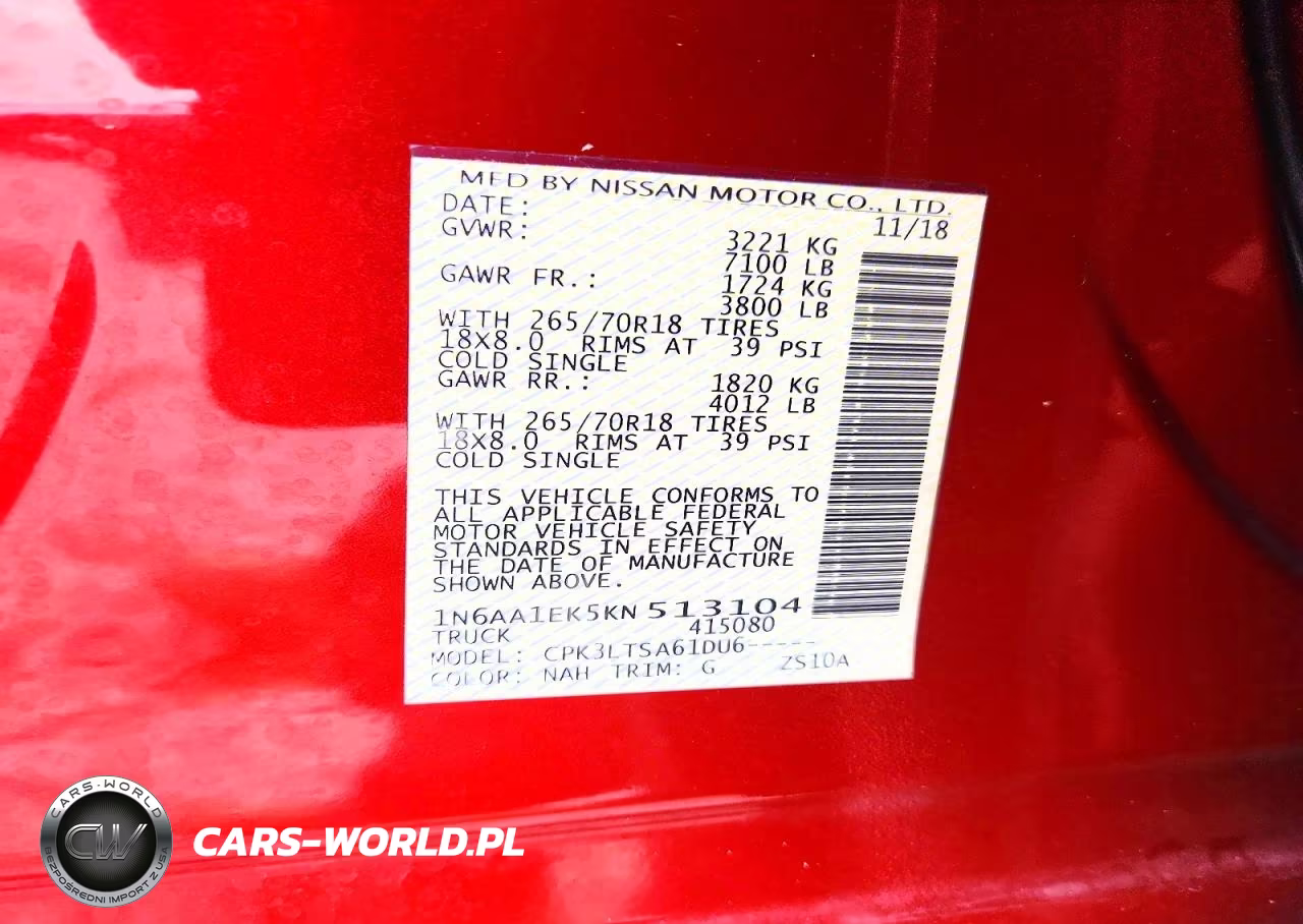 2019 Nissan Titan Sv VIN:1N6AA1EK5KN513104 - 13