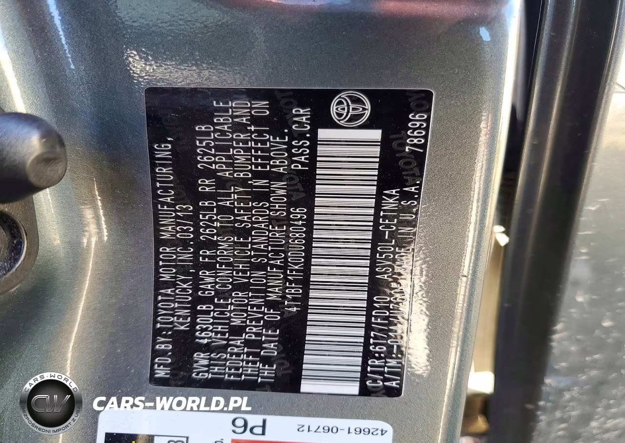2013 Toyota Camry Le VIN:4T1BF1FK0DU680496 - 13