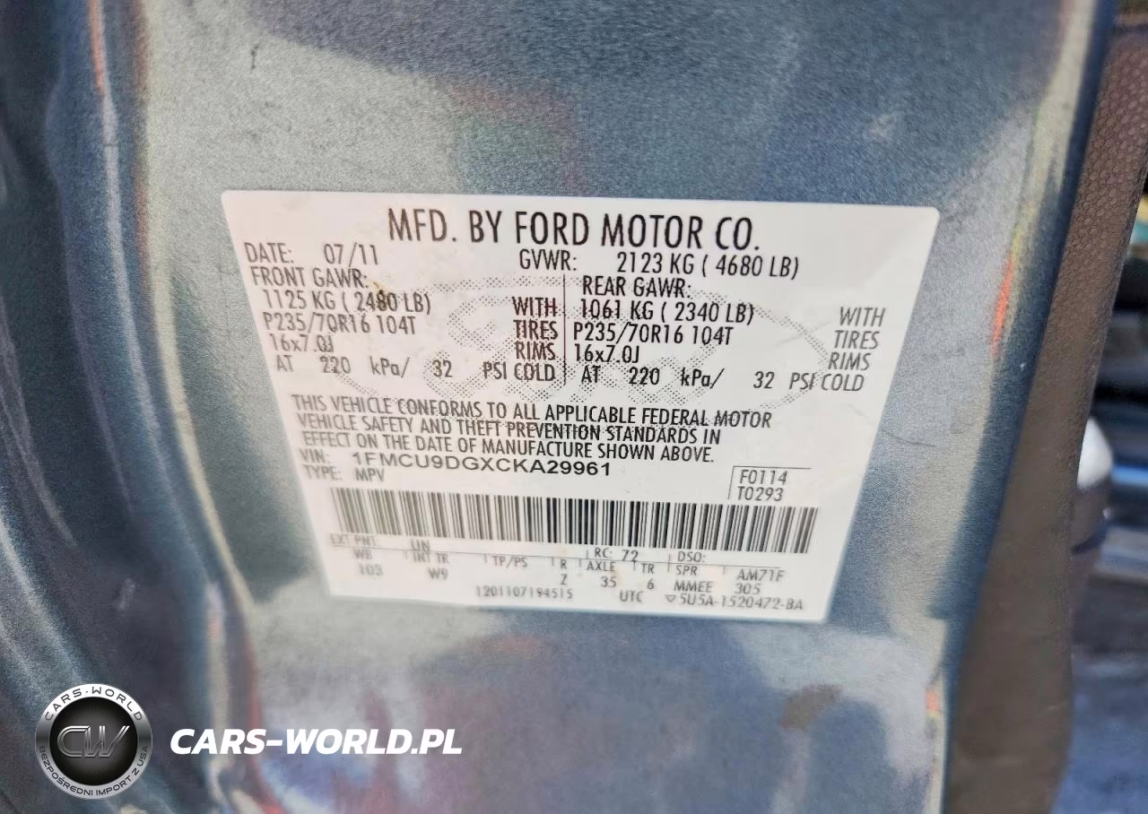2012 Ford Escape Xlt VIN:1FMCU9DGXCKA29961 - 12