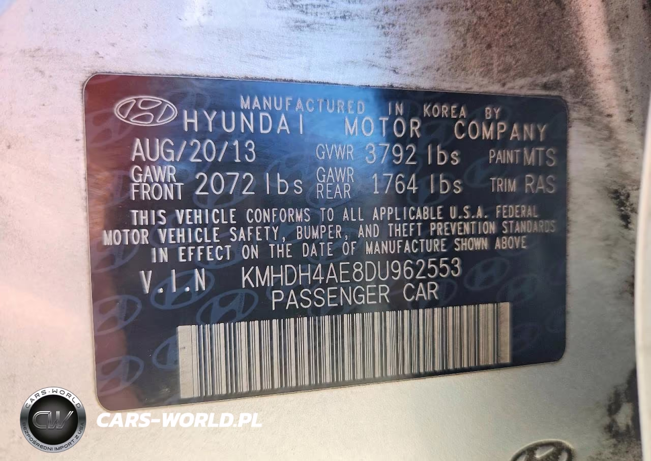 2013 Hyundai Elantra Gls VIN:KMHDH4AE8DU962553 - 12