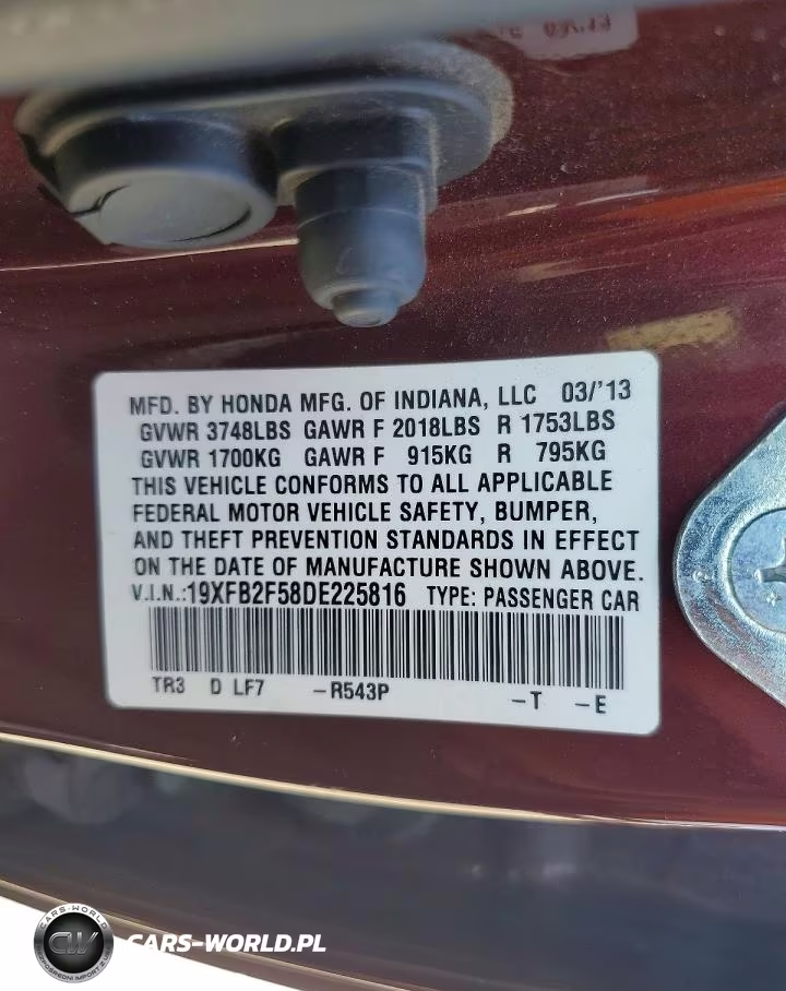 2013 Honda Civic Lx VIN:19XFB2F58DE225816 - 12