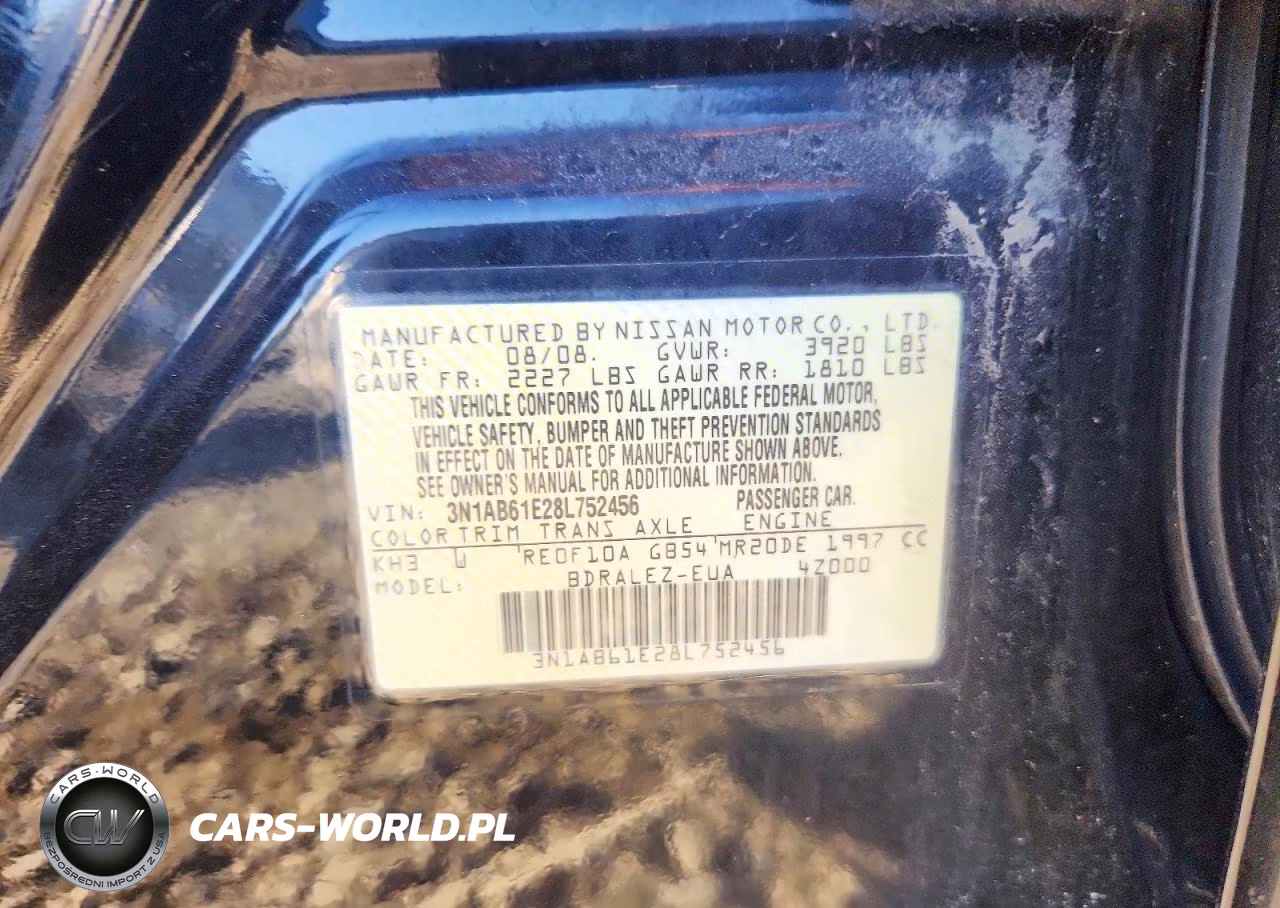 2008 Nissan Sentra 2.0 VIN:3N1AB61E28L752456 - 13