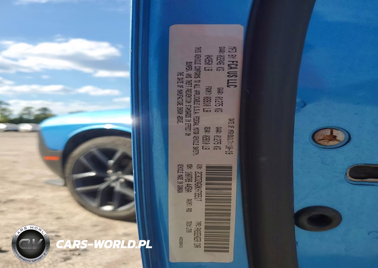 2019 Dodge Challenger Sxt VIN:2C3CDZAG0KH735517 - 12
