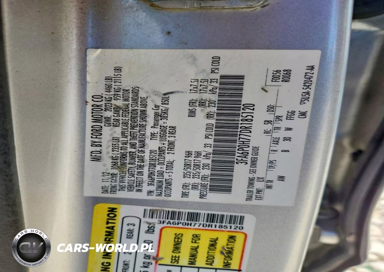 2013 Ford Fusion Se VIN:3FA6P0H77DR185120 - 12