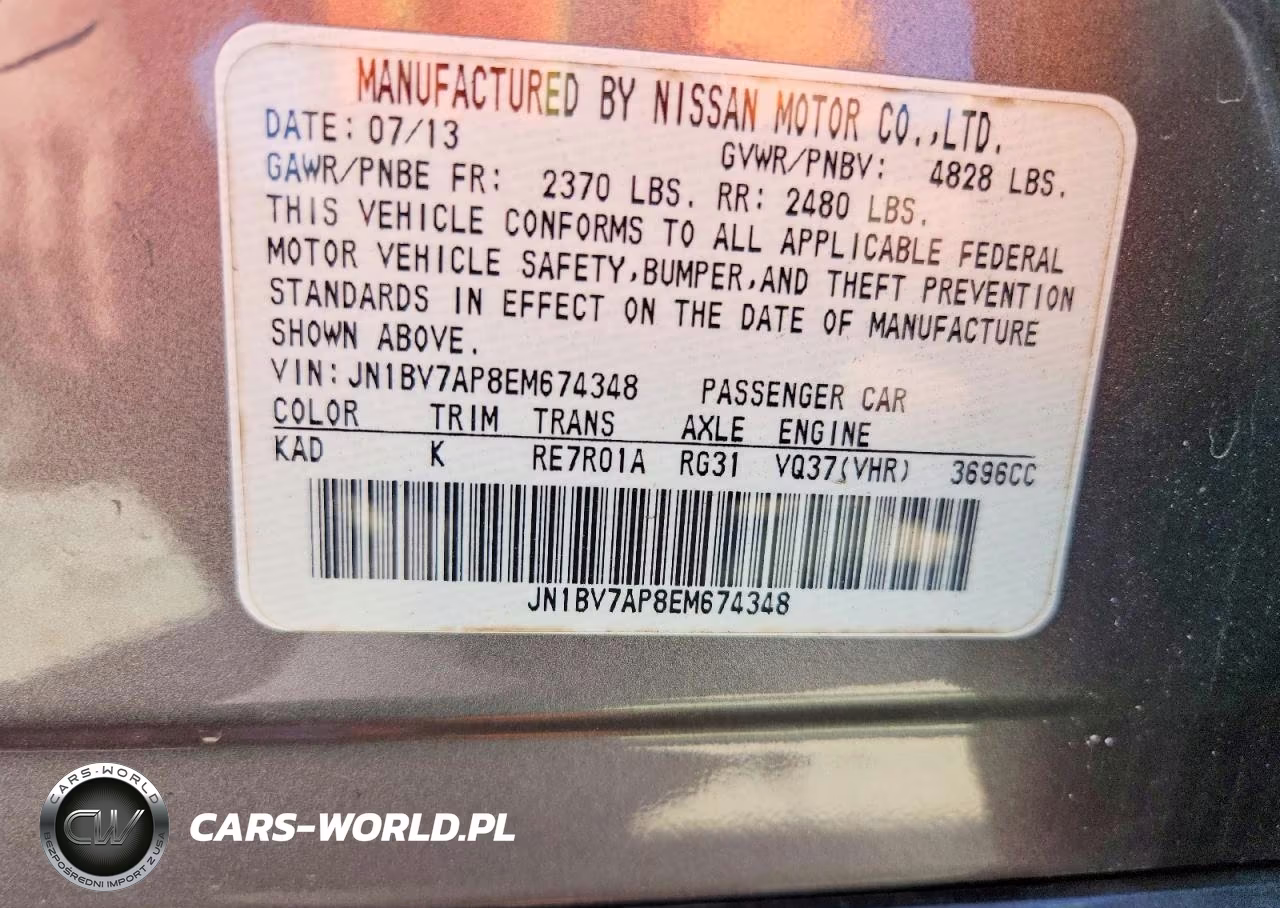 2014 Infiniti Q50 VIN:JN1BV7AP8EM674348 - 12