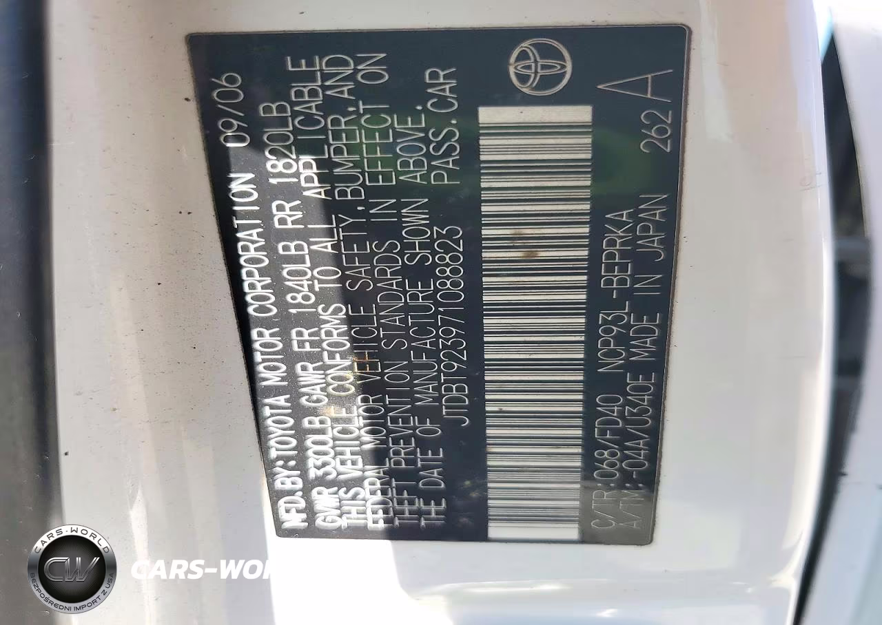 2007 Toyota Yaris Base VIN:JTDBT923971088823 - 12