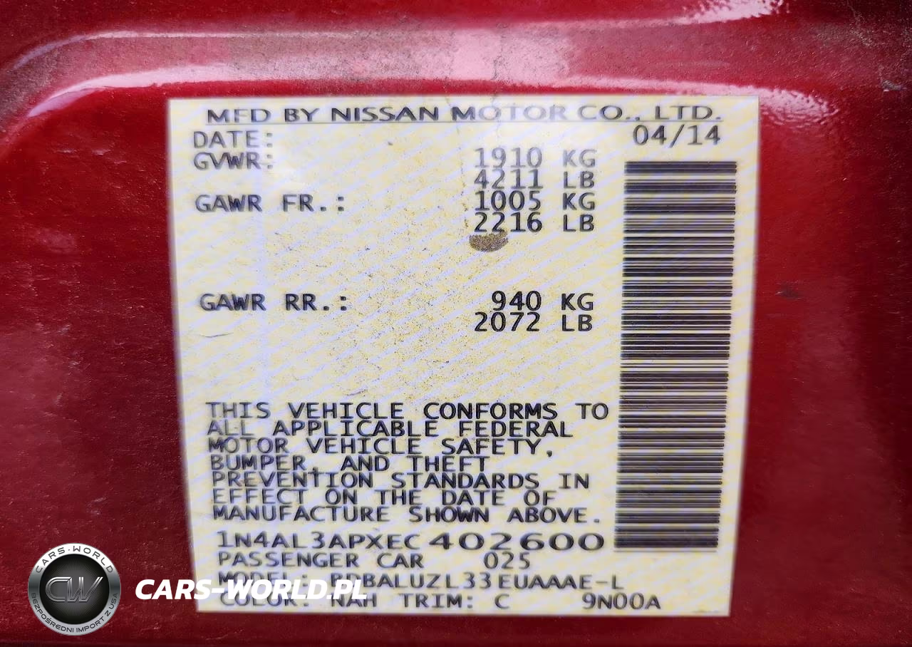 2014 Nissan Altima 2.5 VIN:1N4AL3APXEC402600 - 12