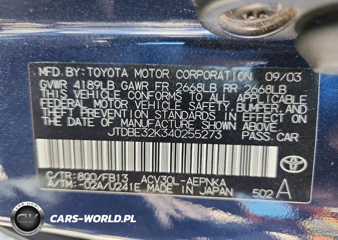 2004 Toyota Camry Le VIN:JTDBE32K340255273 - 12