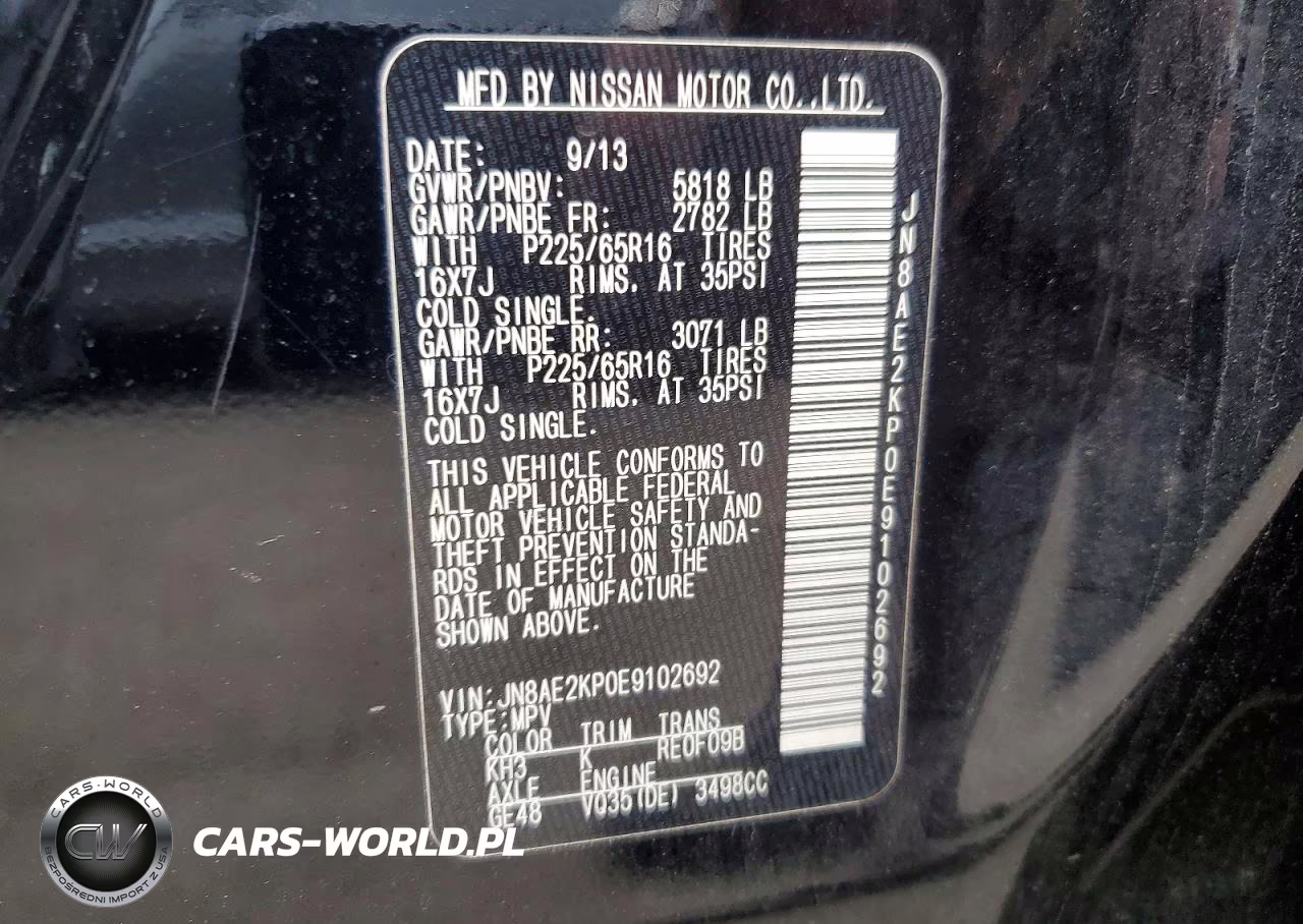 2014 Nissan Quest 3.5 S VIN:JN8AE2KP0E9102692 - 13