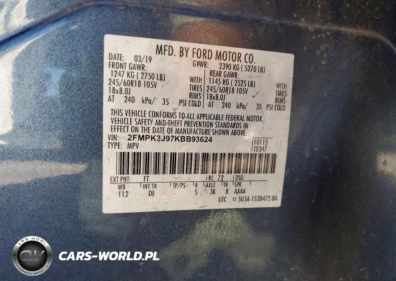 2019 Ford Edge Sel VIN:2FMPK3J97KBB93624 - 12