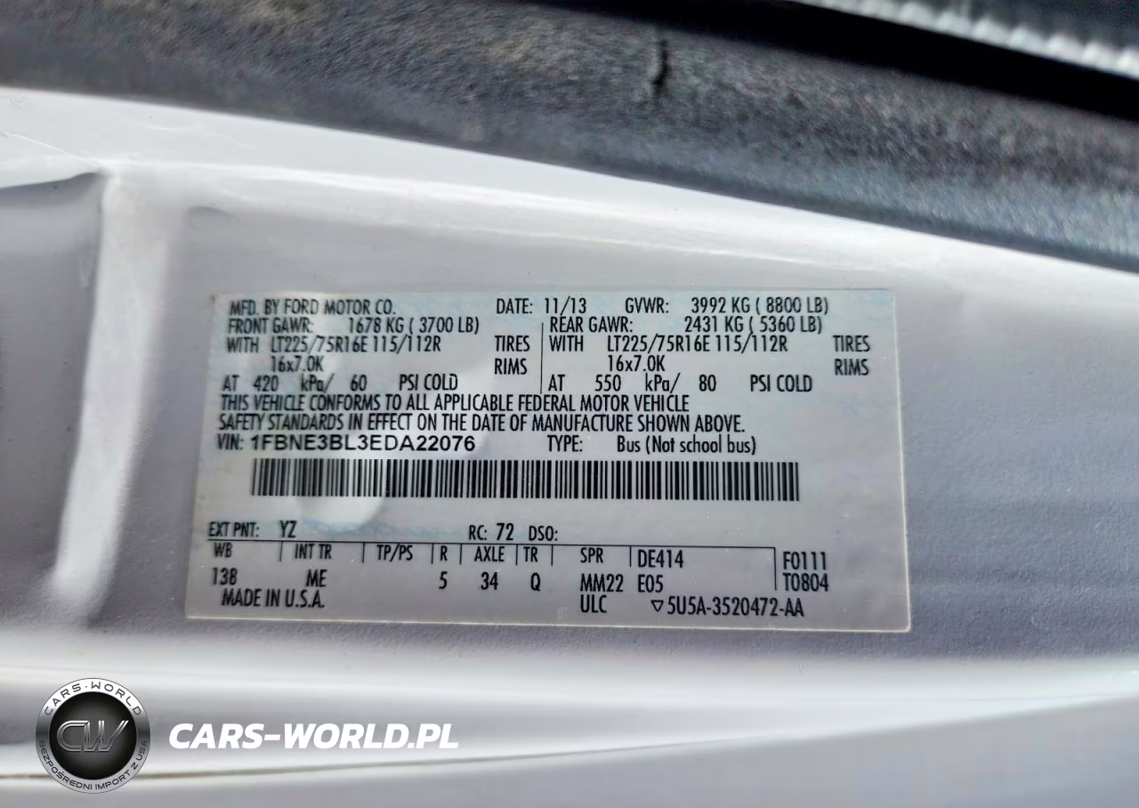 2014 Ford Econoline E350 Super Duty Wagon VIN:1FBNE3BL3EDA22076 - 13