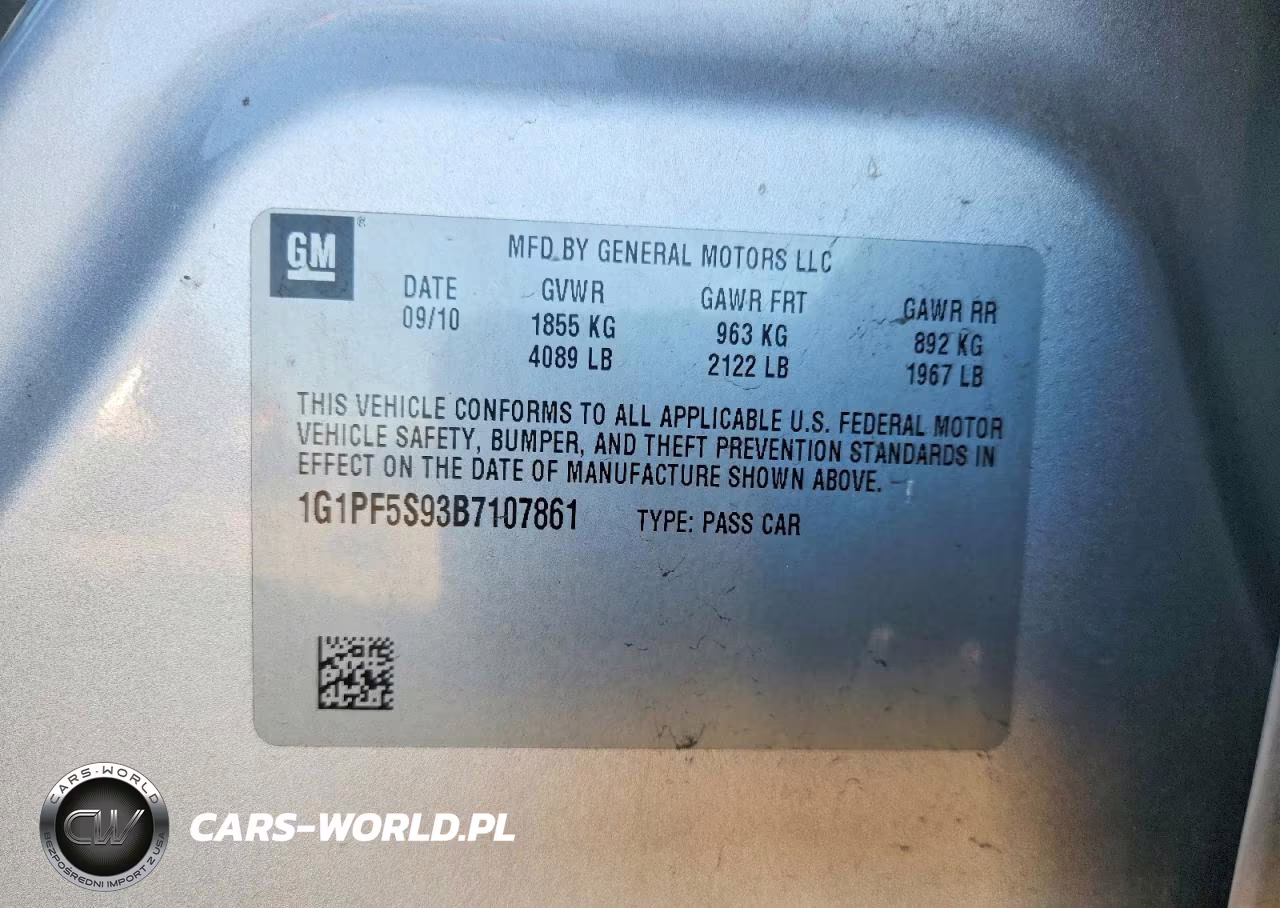2011 Chevrolet Cruze Lt VIN:1G1PF5S93B7107861 - 12