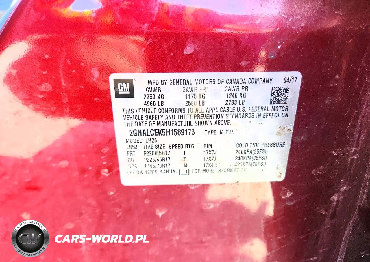 2017 Chevrolet Equinox Lt VIN:2GNALCEK5H1589173 - 14