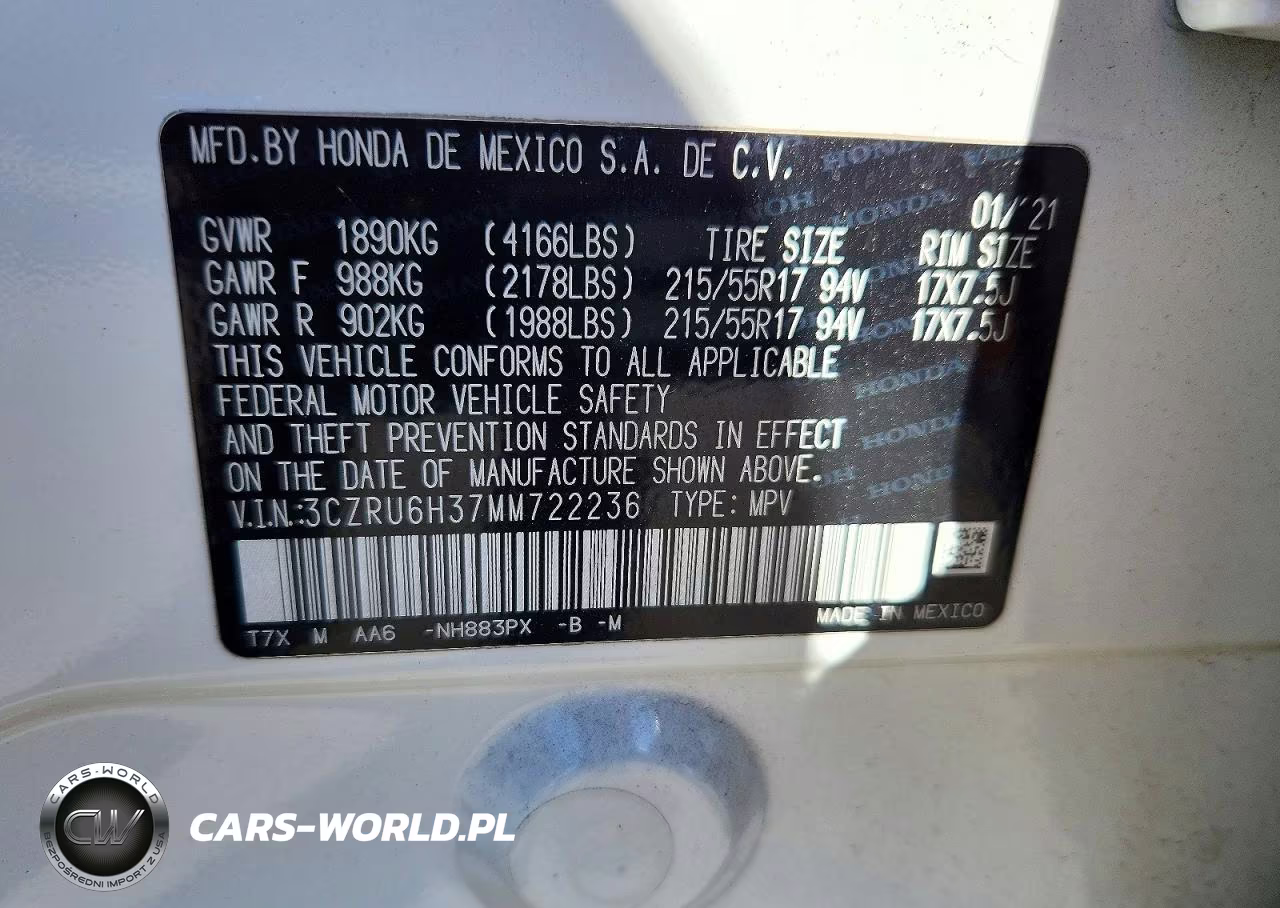 2021 Honda Hr-V Lx VIN:3CZRU6H37MM722236 - 13