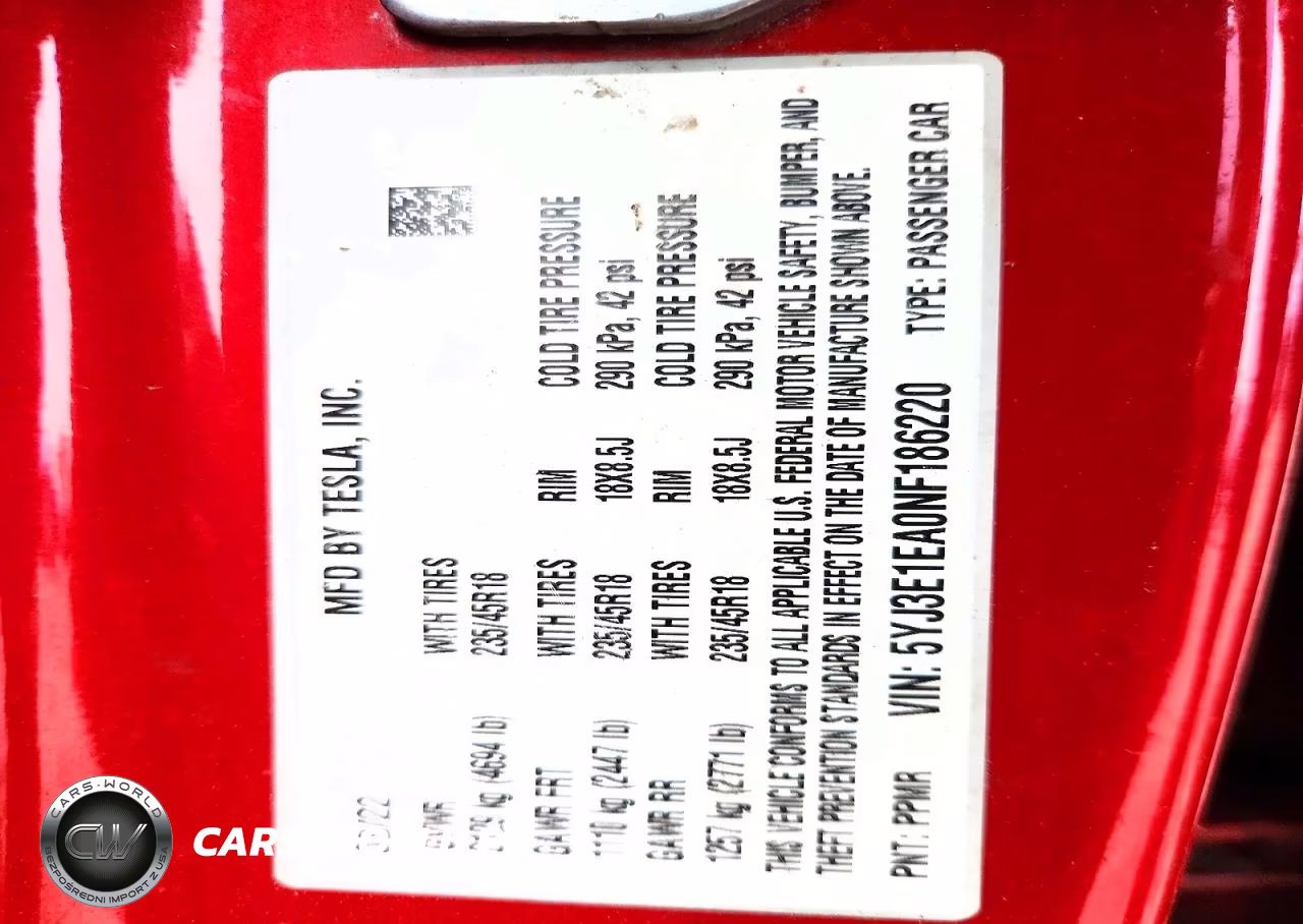 2022 Tesla Model 3 VIN:5YJ3E1EA0NF186220 - 12