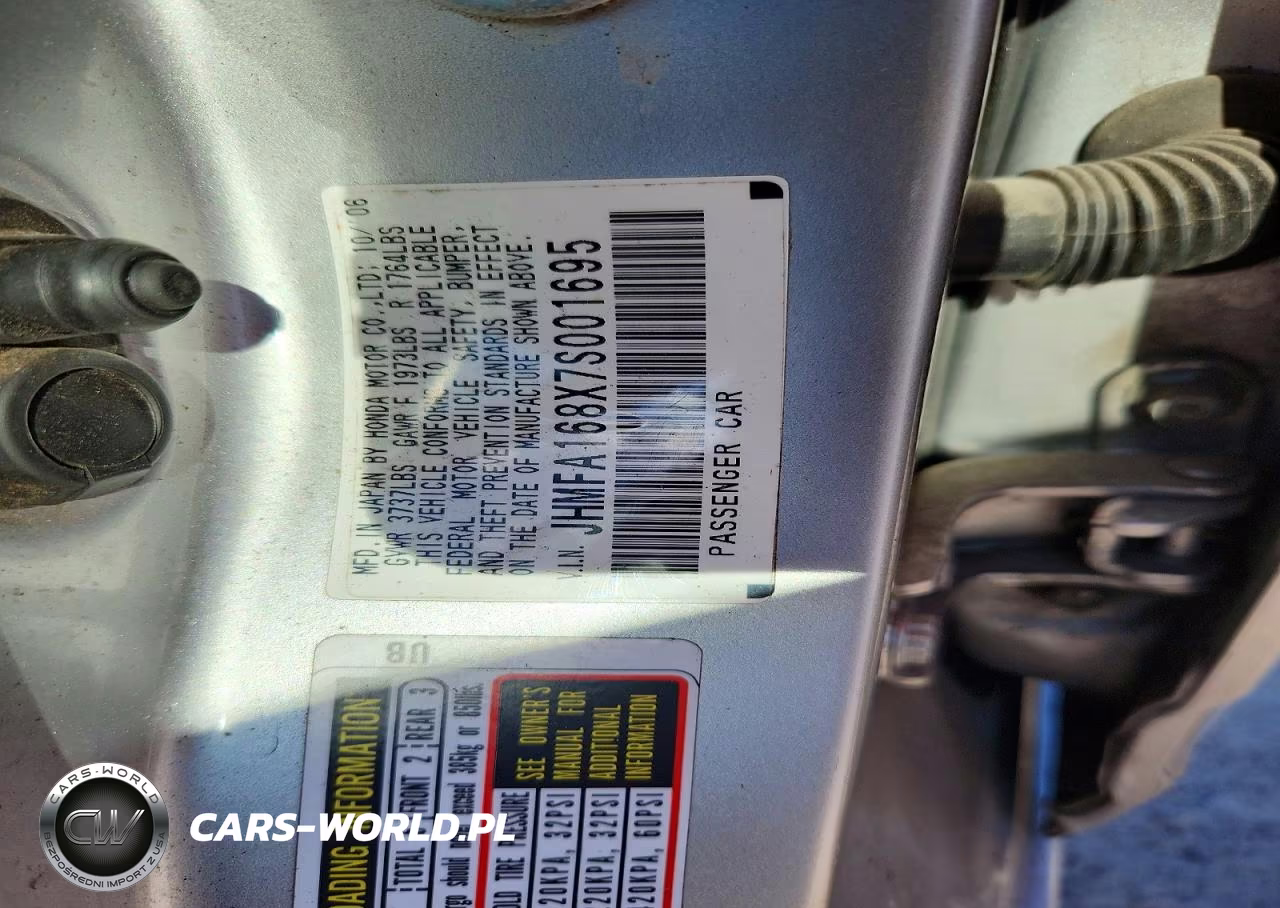 2007 Honda Civic Ex VIN:JHMFA168X7S001695 - 12