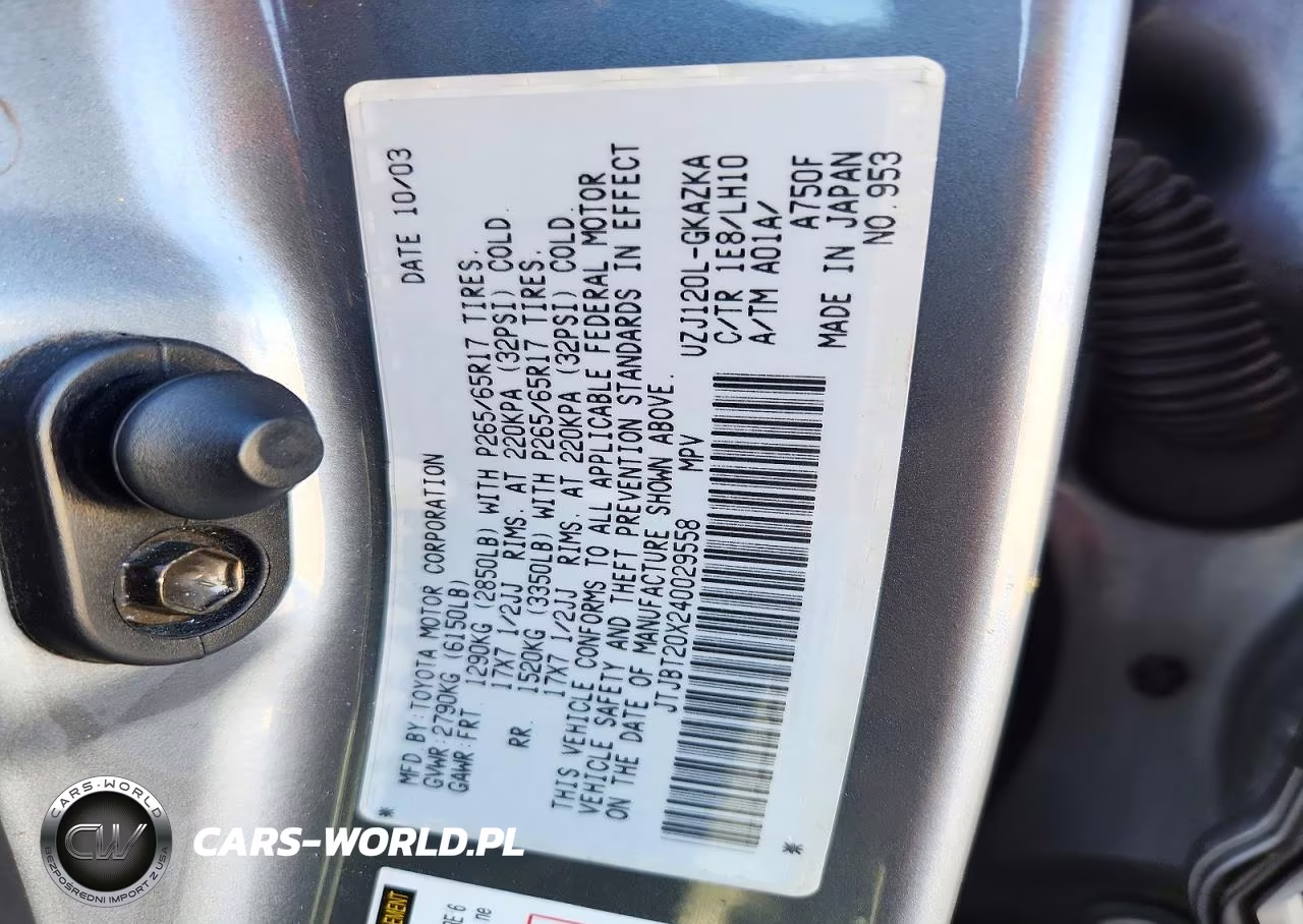 2004 Lexus Gx 470 VIN:JTJBT20X240029558 - 13
