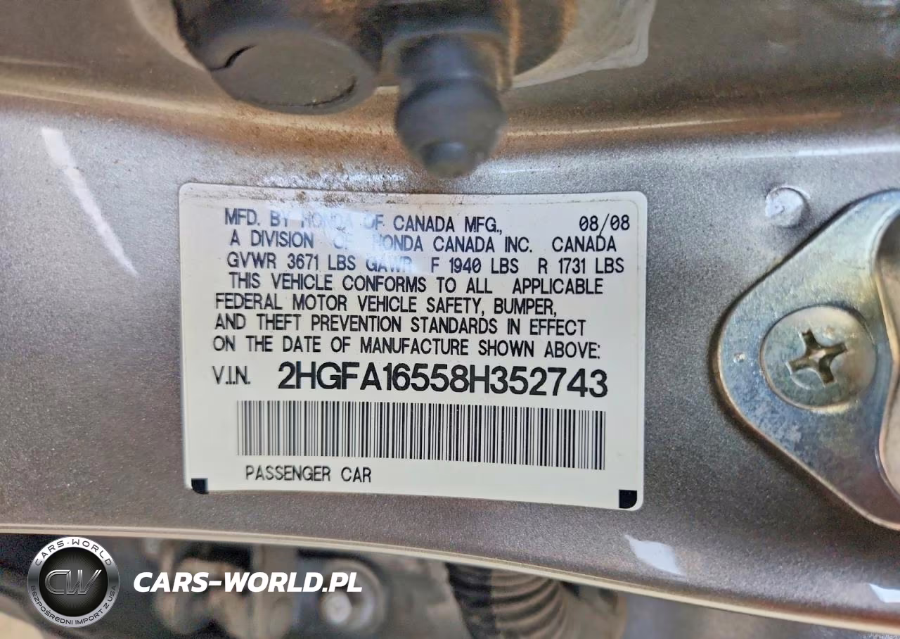 2008 Honda Civic Lx VIN:2HGFA16558H352743 - 12
